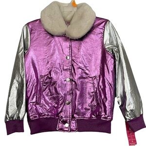 NWT Faux Fur Girls Bomber Jacket 365 Kids from Garanimals Size 6